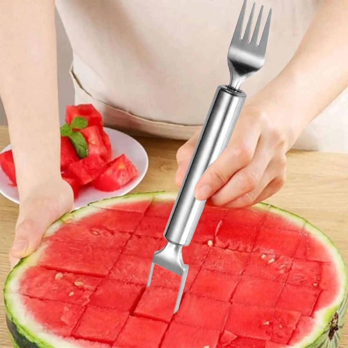 Dual Blade & Fork for Effortless Fruit Preparation