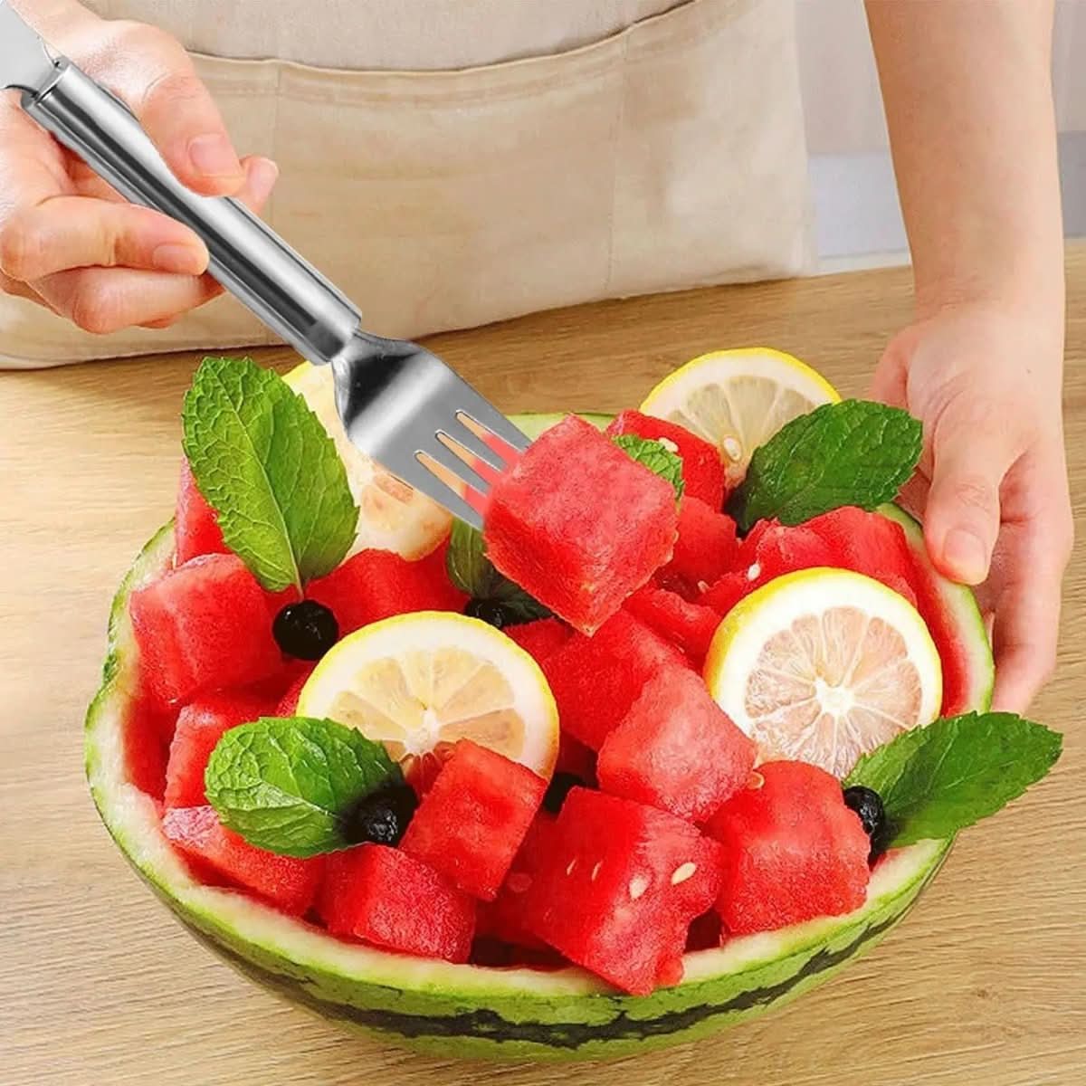 Dual Blade & Fork for Effortless Fruit Preparation