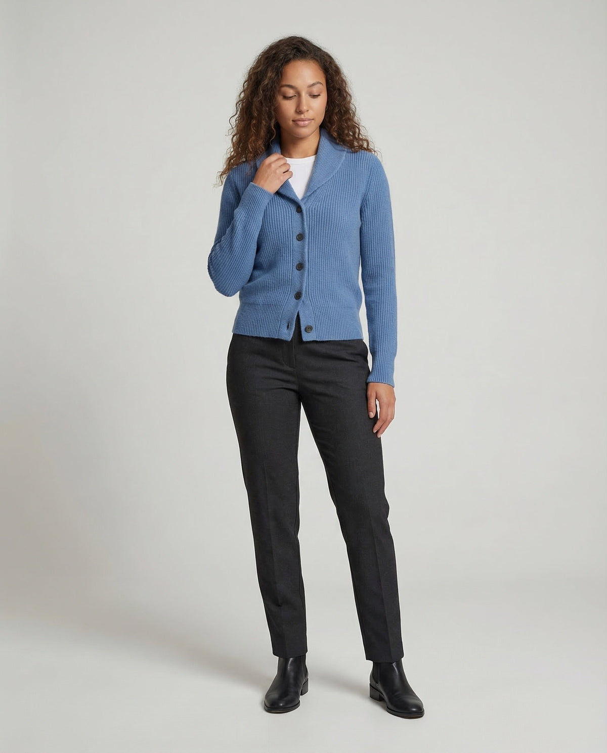 Women's Knit Cardigan with Lapel Collar