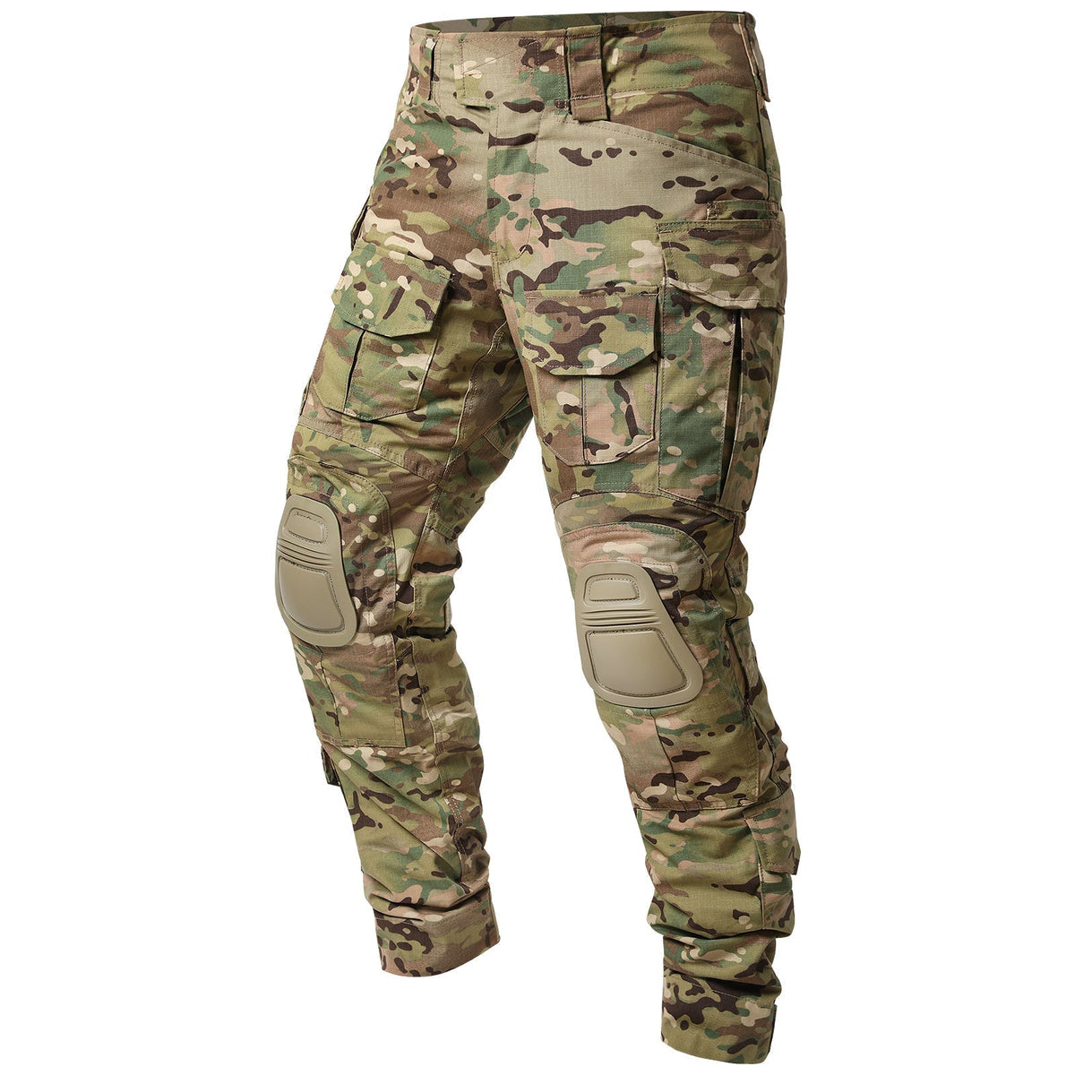 Rip-Stop Camo Combat Trousers with Knee Pads