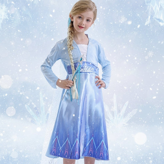 Girls' Halloween Princess Costume Dress with Cape and Wand Accessory Set