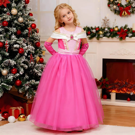 Girls' Princess Halloween Costume Dress with Accessories and Tiara