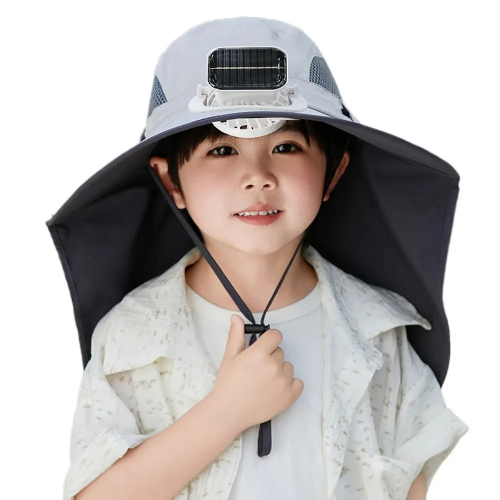 Adjustable Kids Solar Fan Hat