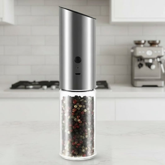 Rechargeable Electric Pepper Grinder in Stainless Steel with Adjustable Fineness