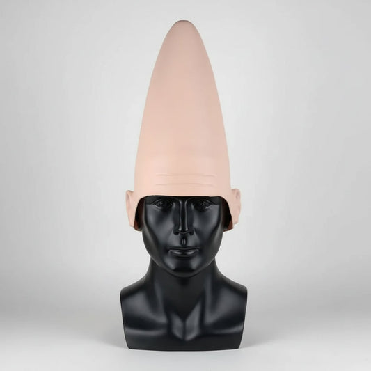 Halloween Conehead Costume Mask with Creepy Molded Ears and Forehead Wrinkles Latex Headpiece