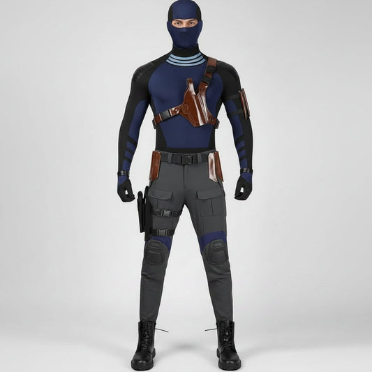 Halloween Cosplay Superhero Costume Set with Tactical Mask Harness and Gloves