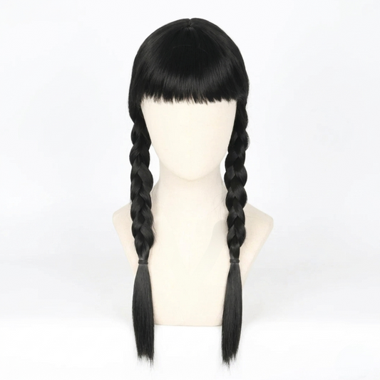 Halloween Costume Wig Braided Hair with Straight Bangs for Epic Cosplay and Dress Up