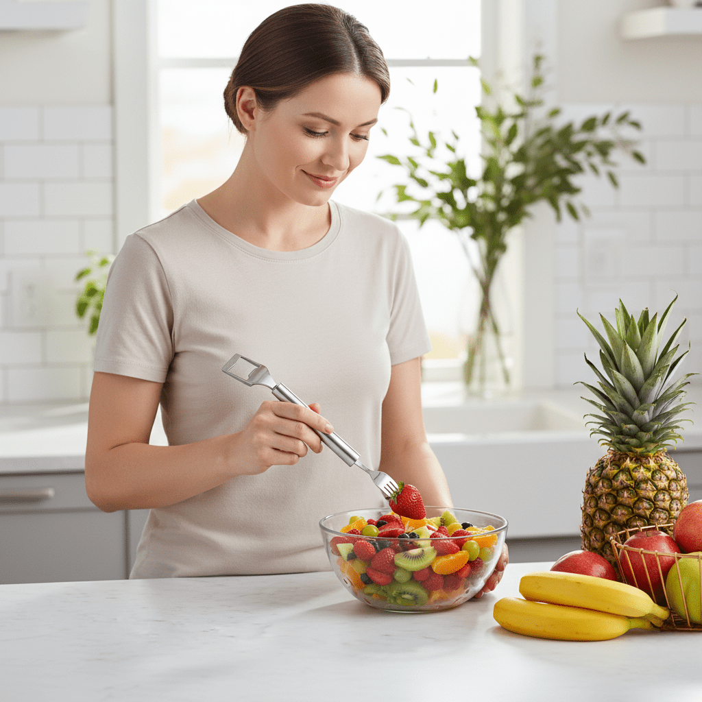 Dual Blade & Fork for Effortless Fruit Preparation