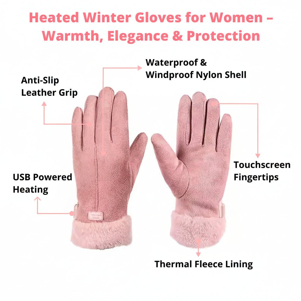 Adjustable Heated Gloves for Women with Waterproof Protection
