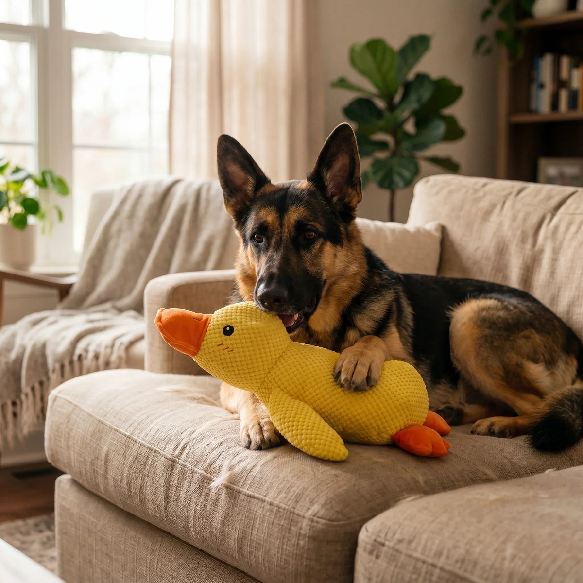 Calming Plush Duck Dog Toy