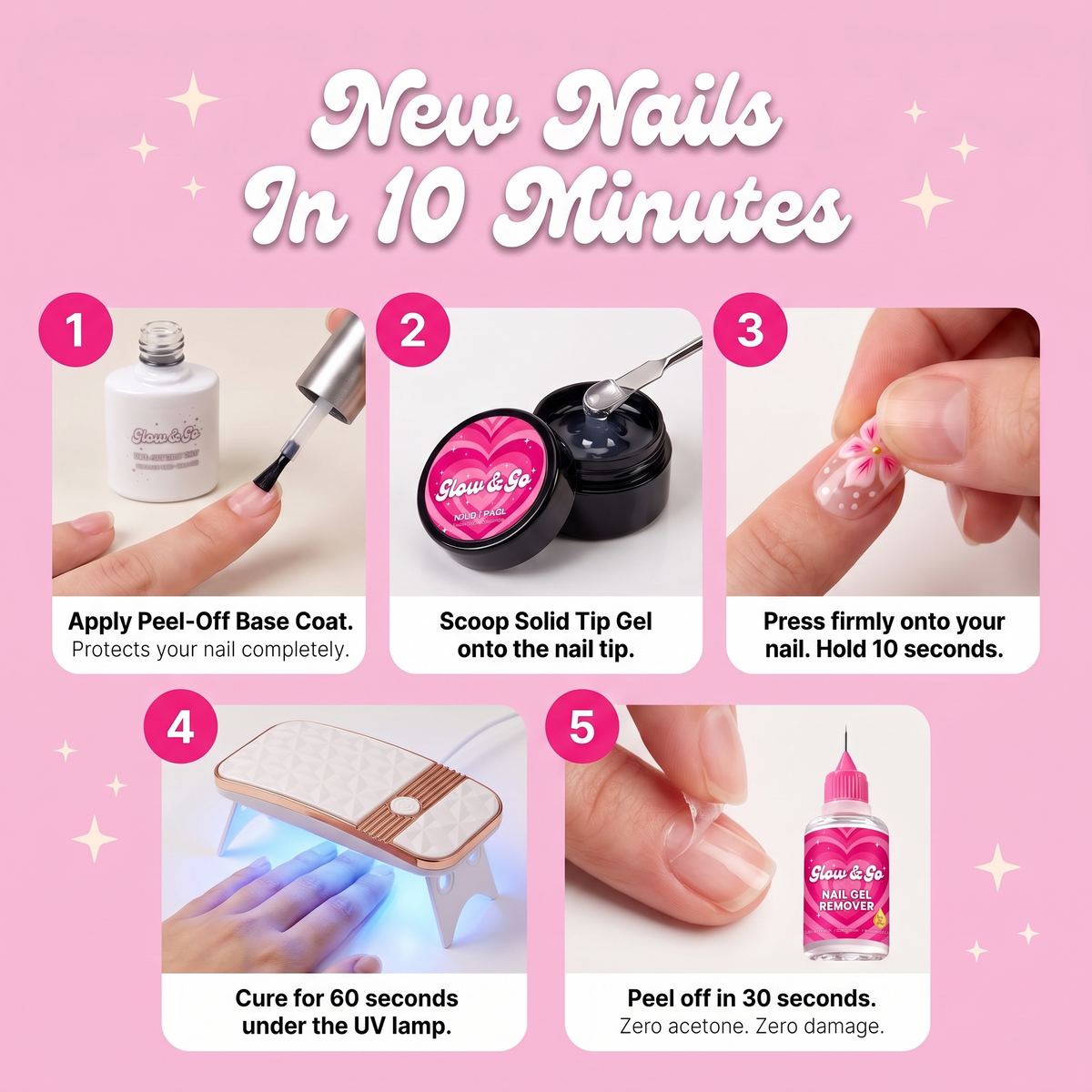 Press-On Nail Starter Kit with UV Lamp