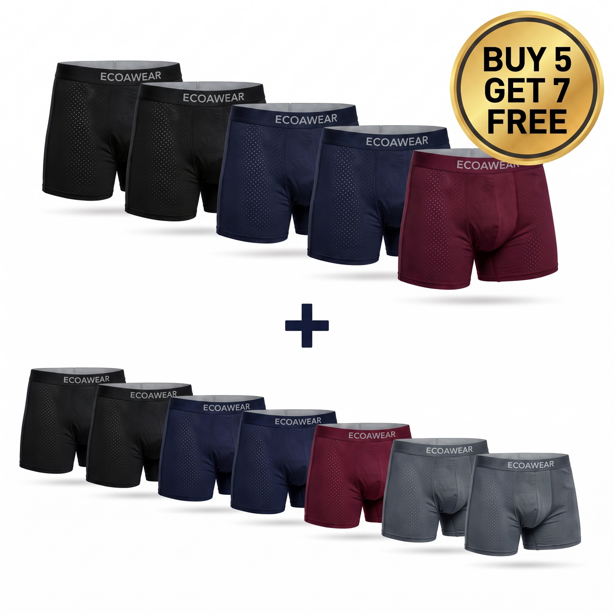 Men's Bamboo Boxer Briefs, No Ride Up, 12-Pack