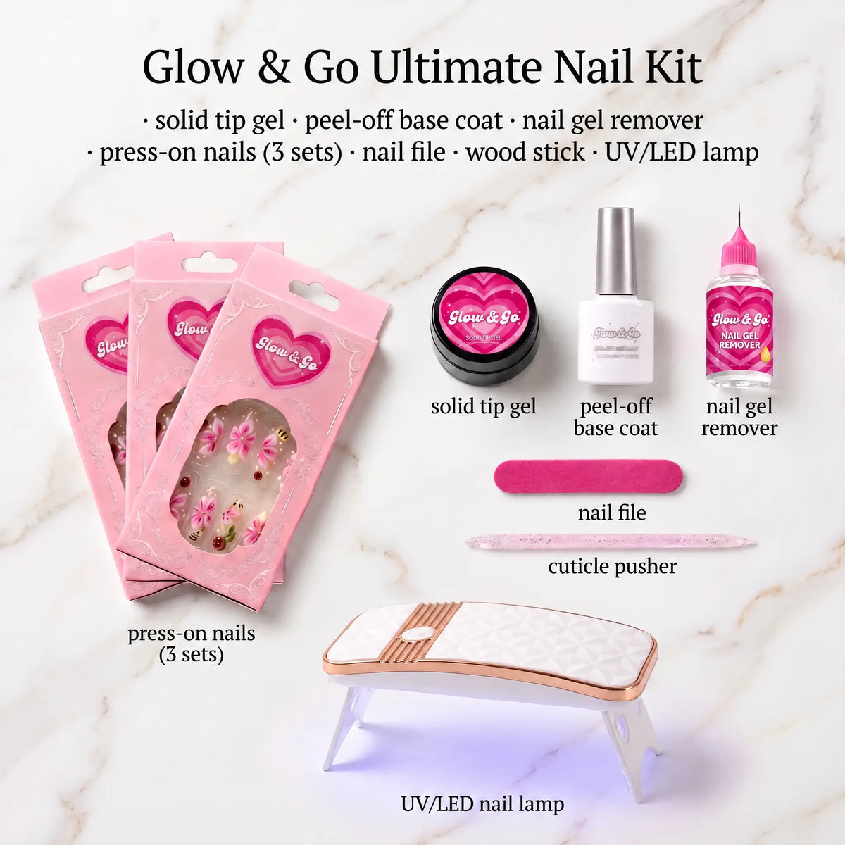 Press-On Nail Starter Kit with UV Lamp
