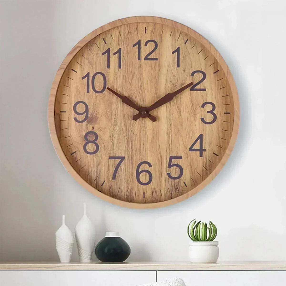 Silent Wooden Wall Clock with Natural Charm