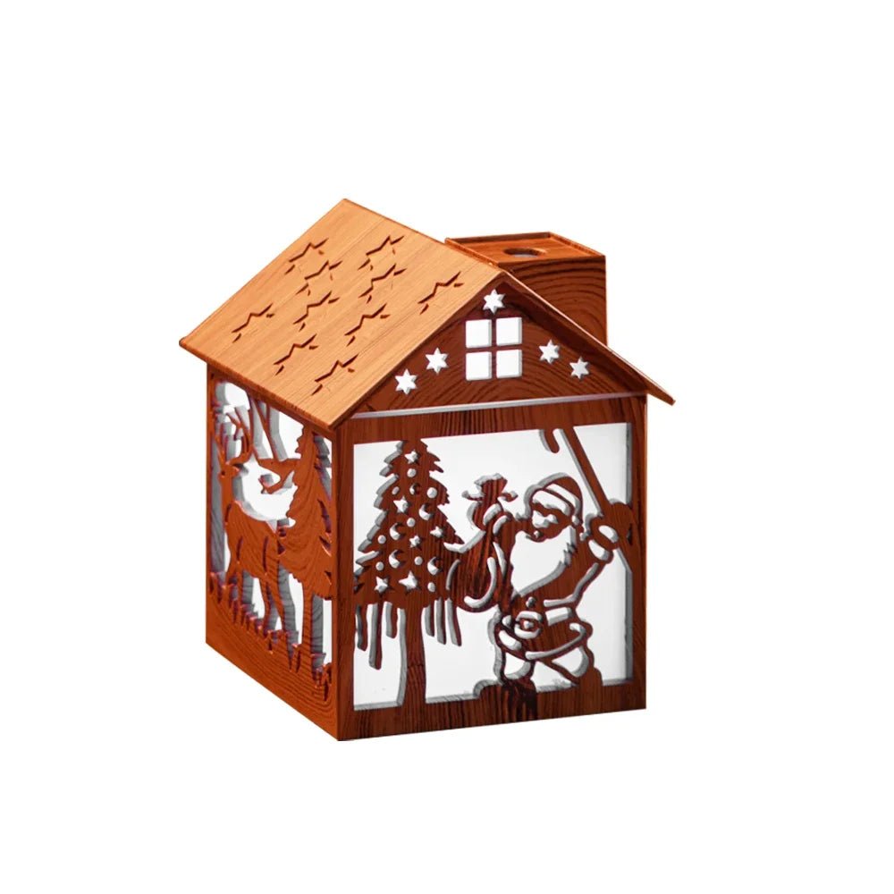 Wooden House Aroma Diffuser, 240ML Essential Oil Humidifier with Night Light