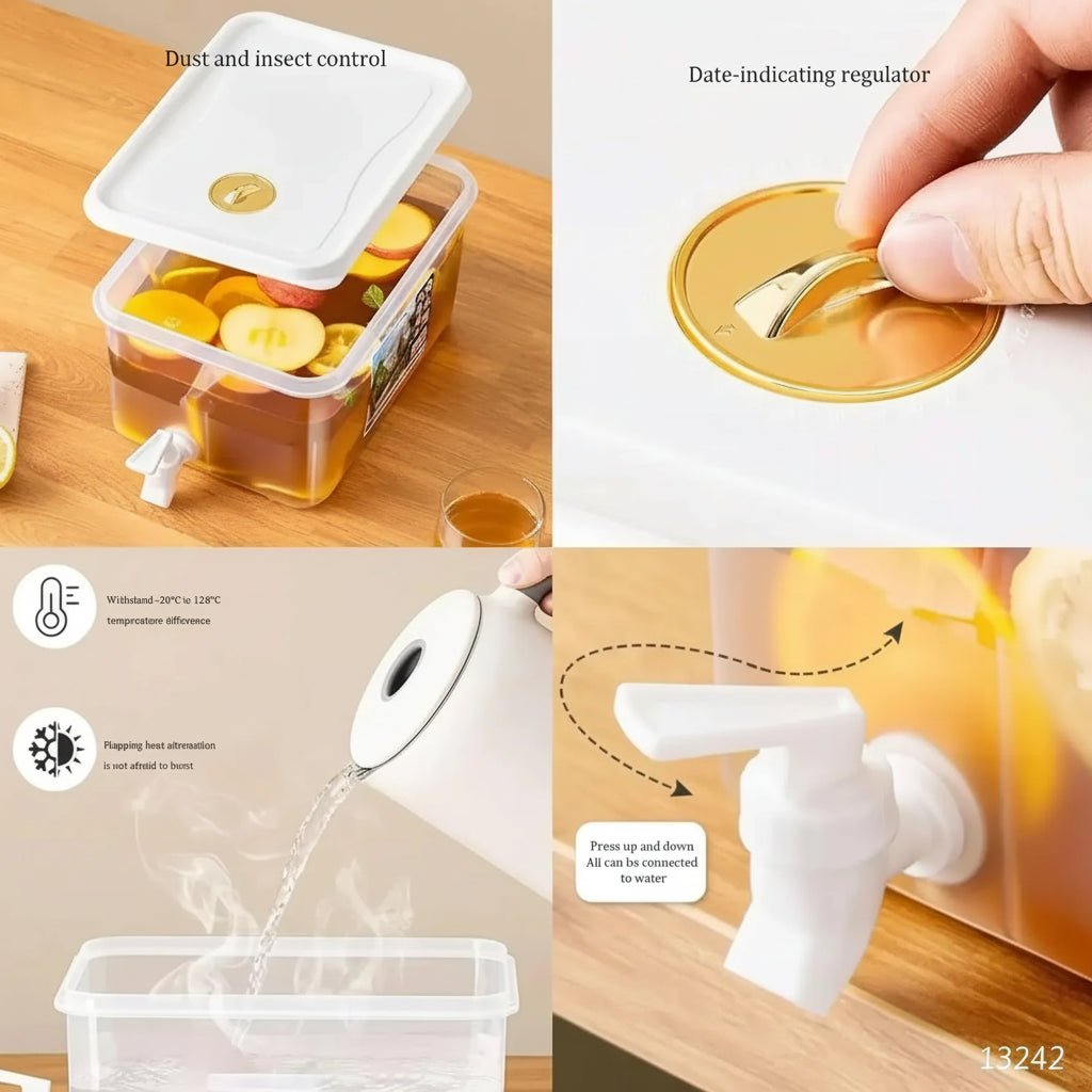 5L Cold Water Dispenser with Easy-Pour Faucet, Strong PP Plastic Build
