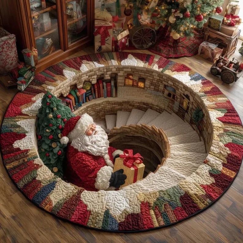 3D Santa Christmas Illusion Rug