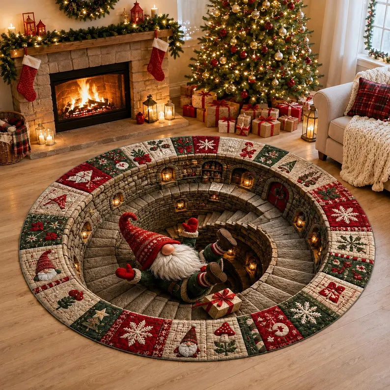 3D Santa Christmas Illusion Rug