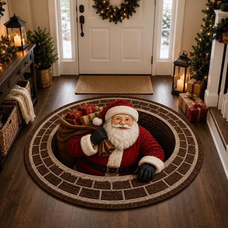 3D Santa Christmas Illusion Rug