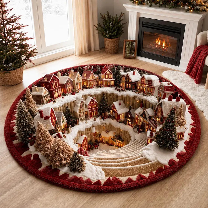 3D Santa Christmas Illusion Rug