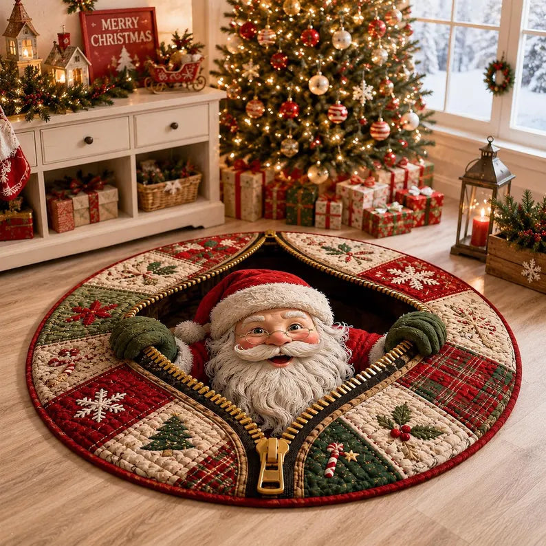 3D Santa Christmas Illusion Rug