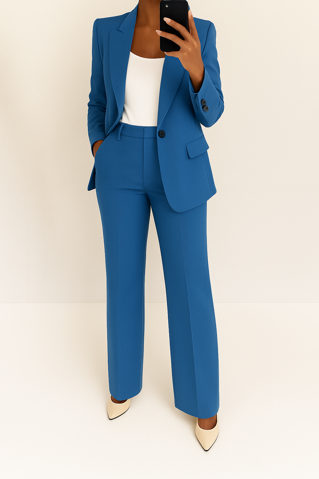 Women's Long-Sleeve Blazer & Trousers Two-Piece Suit