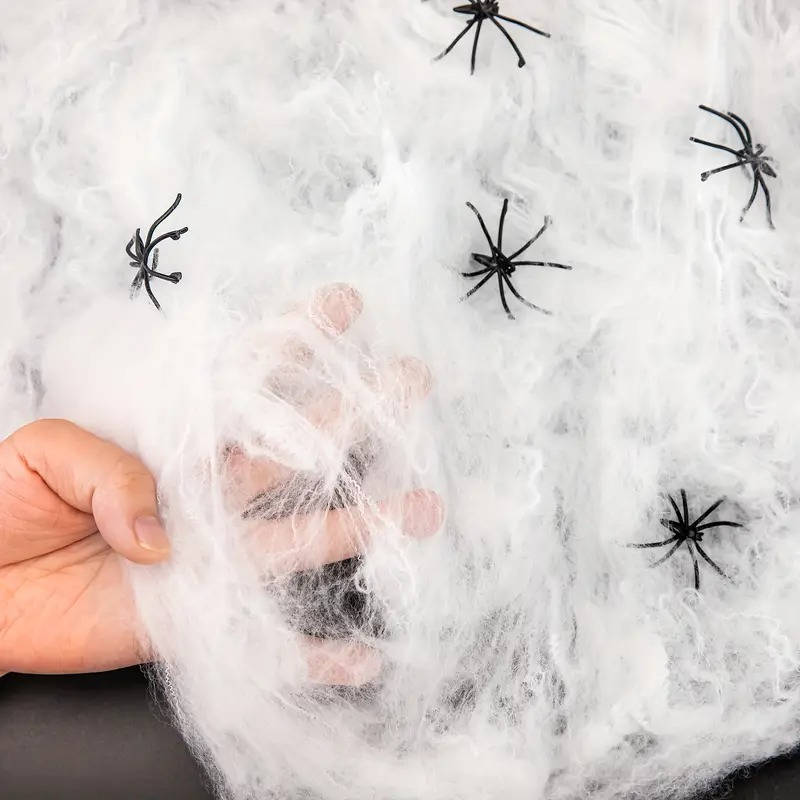 200 Sqft Spider Webs Halloween Door Decorations With Fake Spiders