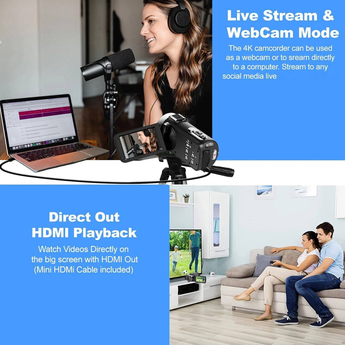4K Video Camera Camcorder Vlogging WiFi 48MP Camera