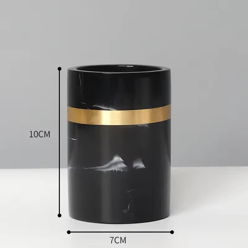 Elegant Black Marble Accent Tray for Luxury Bathroom Decor