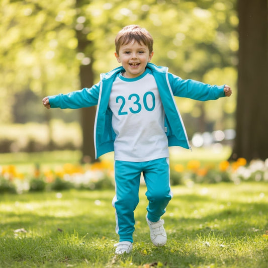 Kids' Halloween Three-Piece Costume Set with Numbers and Side Stripes Tracksuit