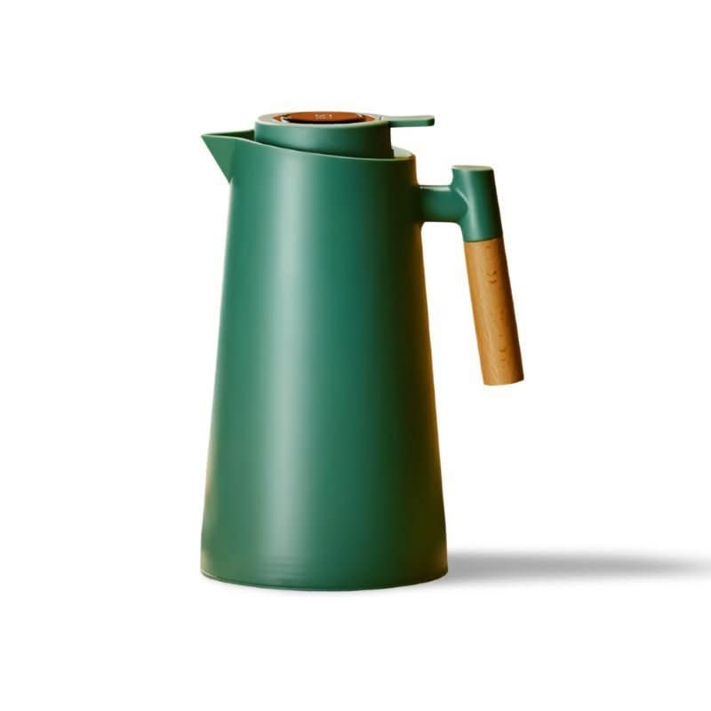 Thermal Jug with Temperature Display, Leak-Proof Design & Wooden Handle