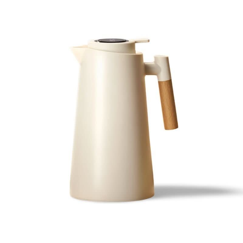 Thermal Jug with Temperature Display, Leak-Proof Design & Wooden Handle