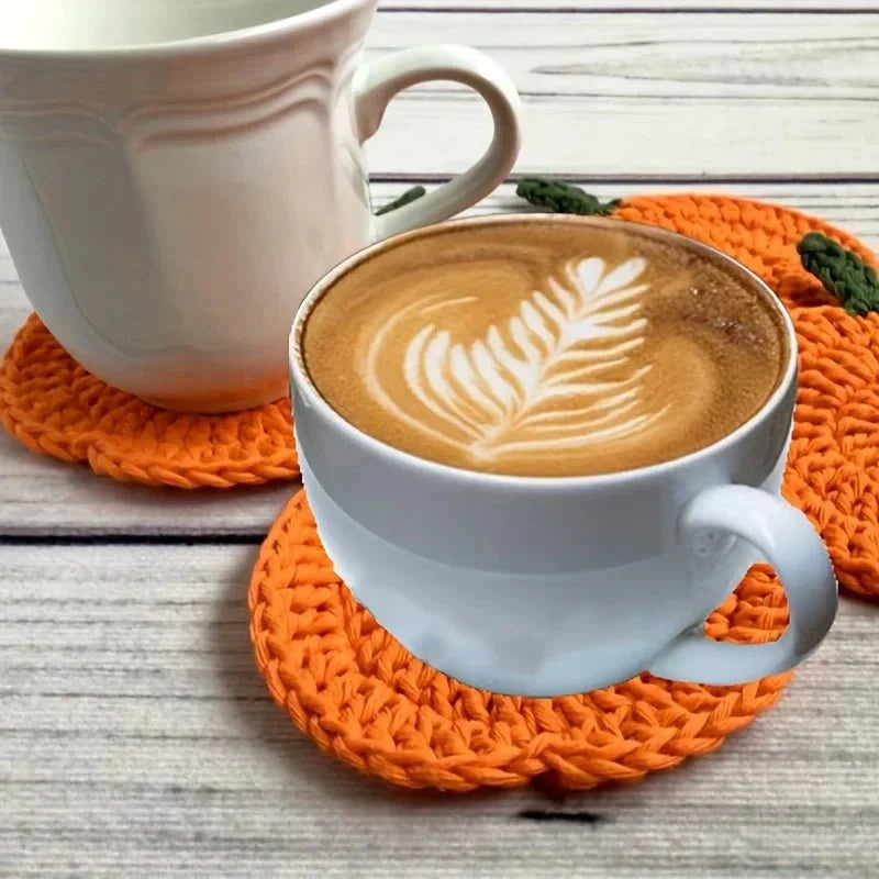 Handmade Crochet Pumpkin Coasters for Fall Table Decor