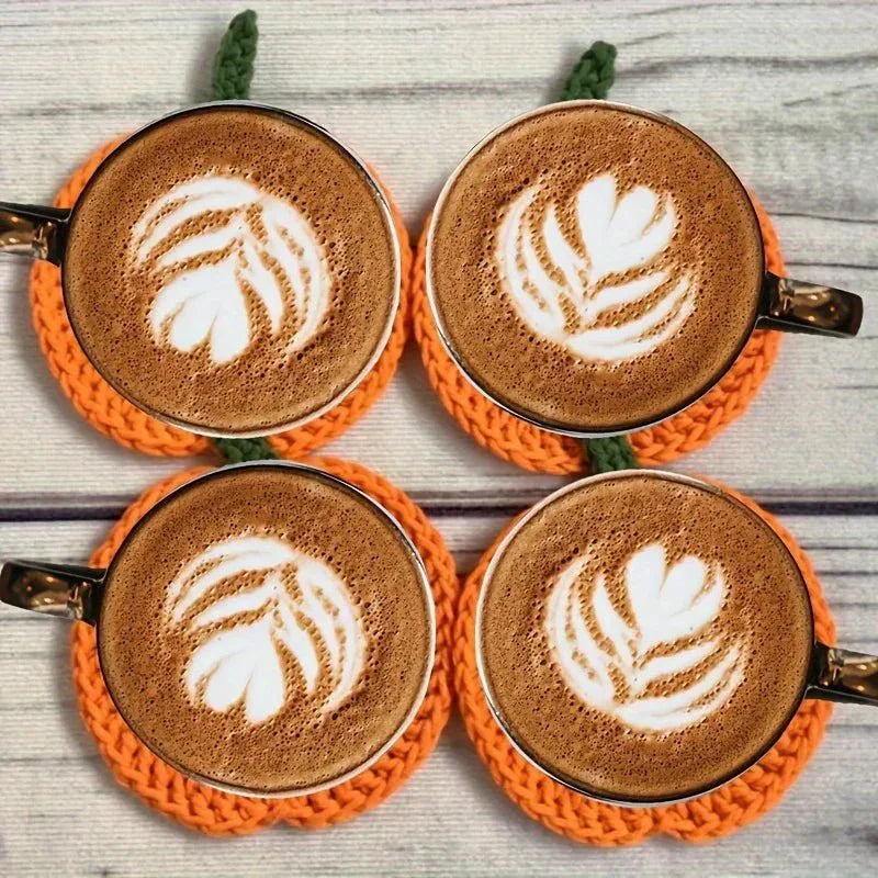 Handmade Crochet Pumpkin Coasters for Fall Table Decor