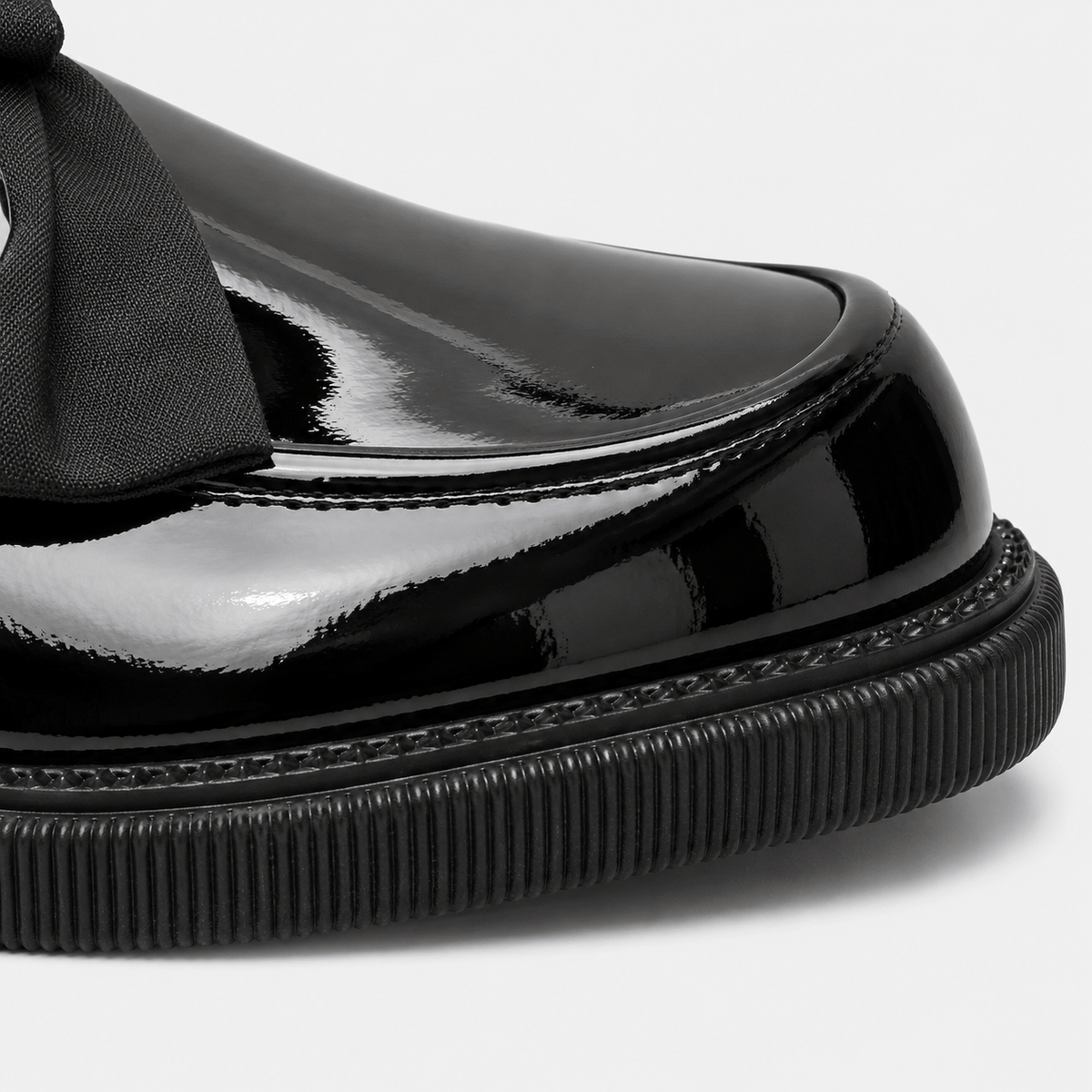 Women's Patent Leather Platform Loafers with Bow