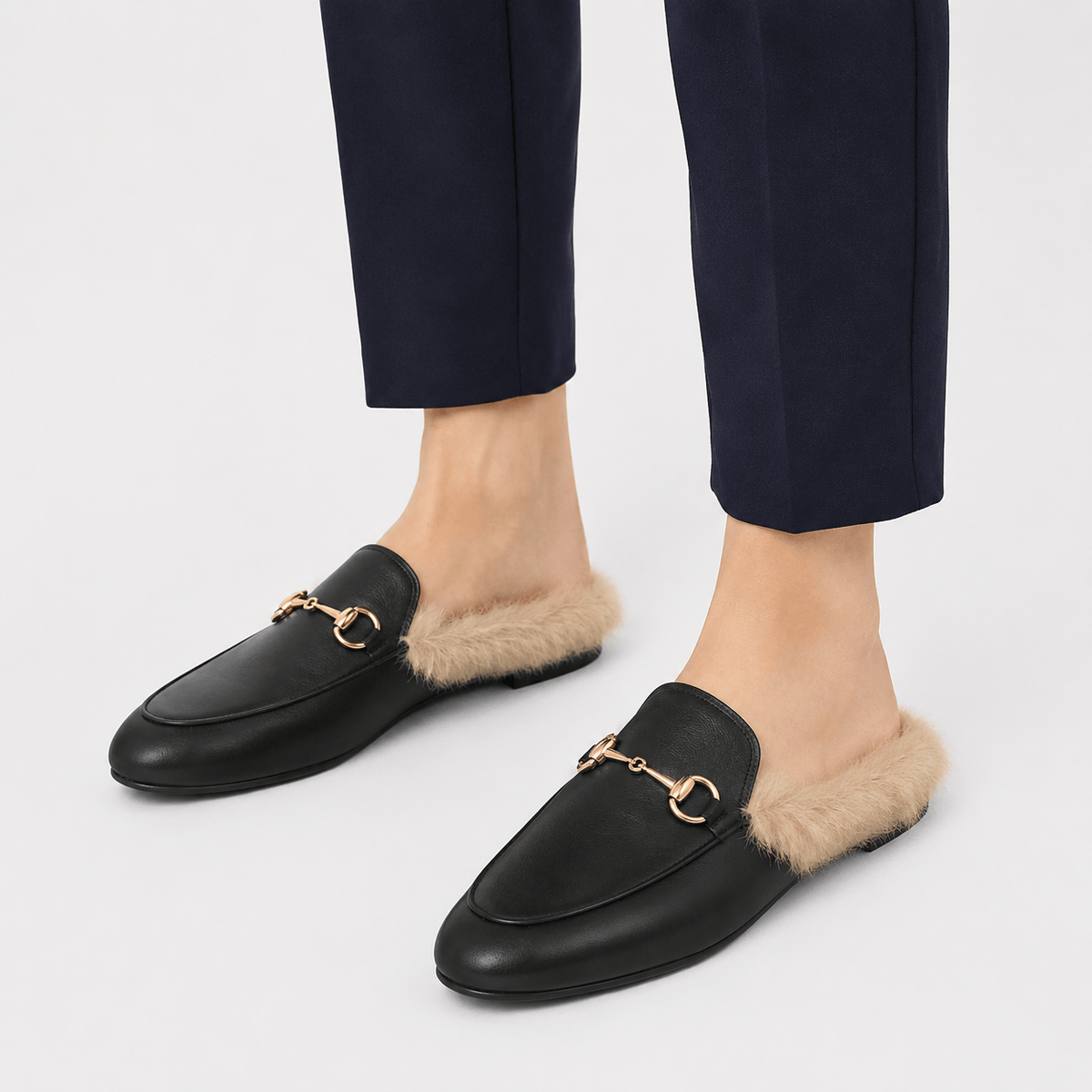Women's Velvet Fur-Lined Winter Loafers