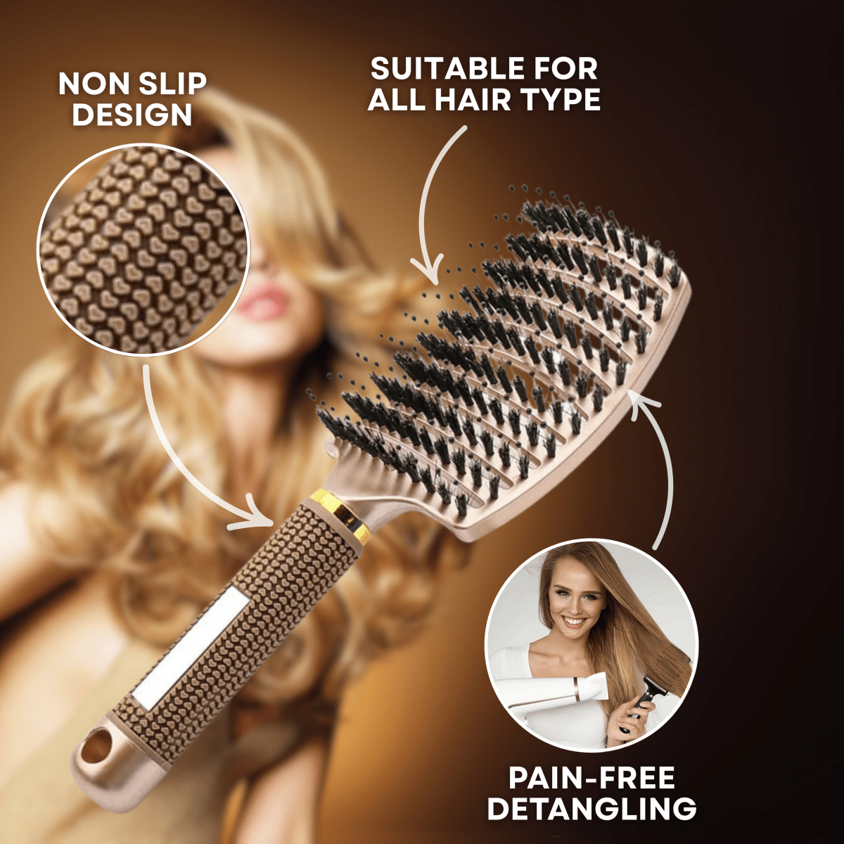 Painless Detangling Hairbrush for Smooth & Shiny Hair