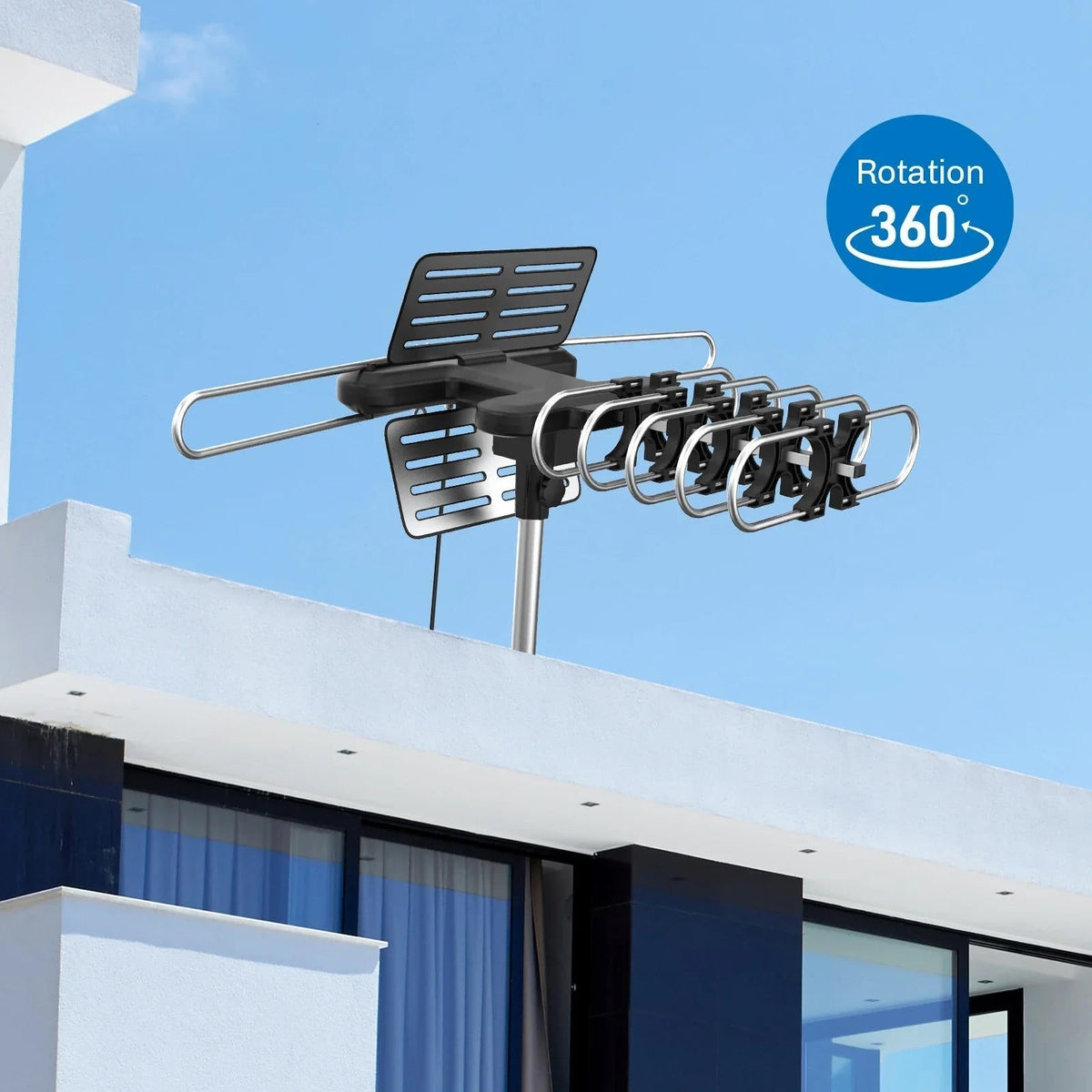 Long Distance Digital Outdoor HD TV Antenna with Full 360 Directional Motor Free HD Channels