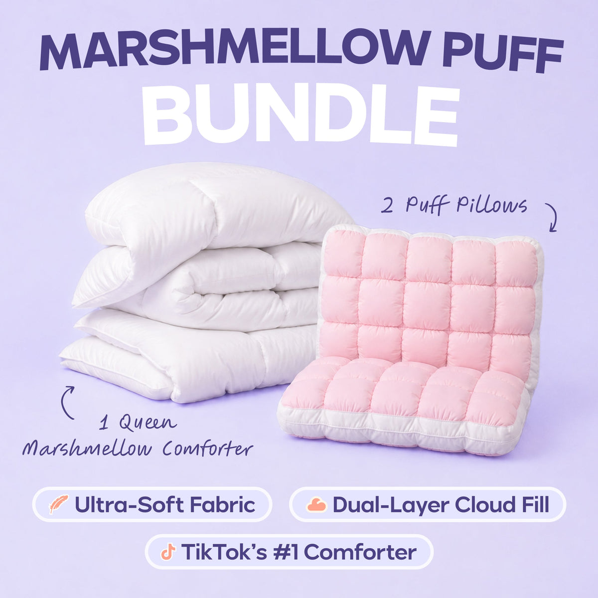 Cloud Comforter Set with 2 Puff Pillows