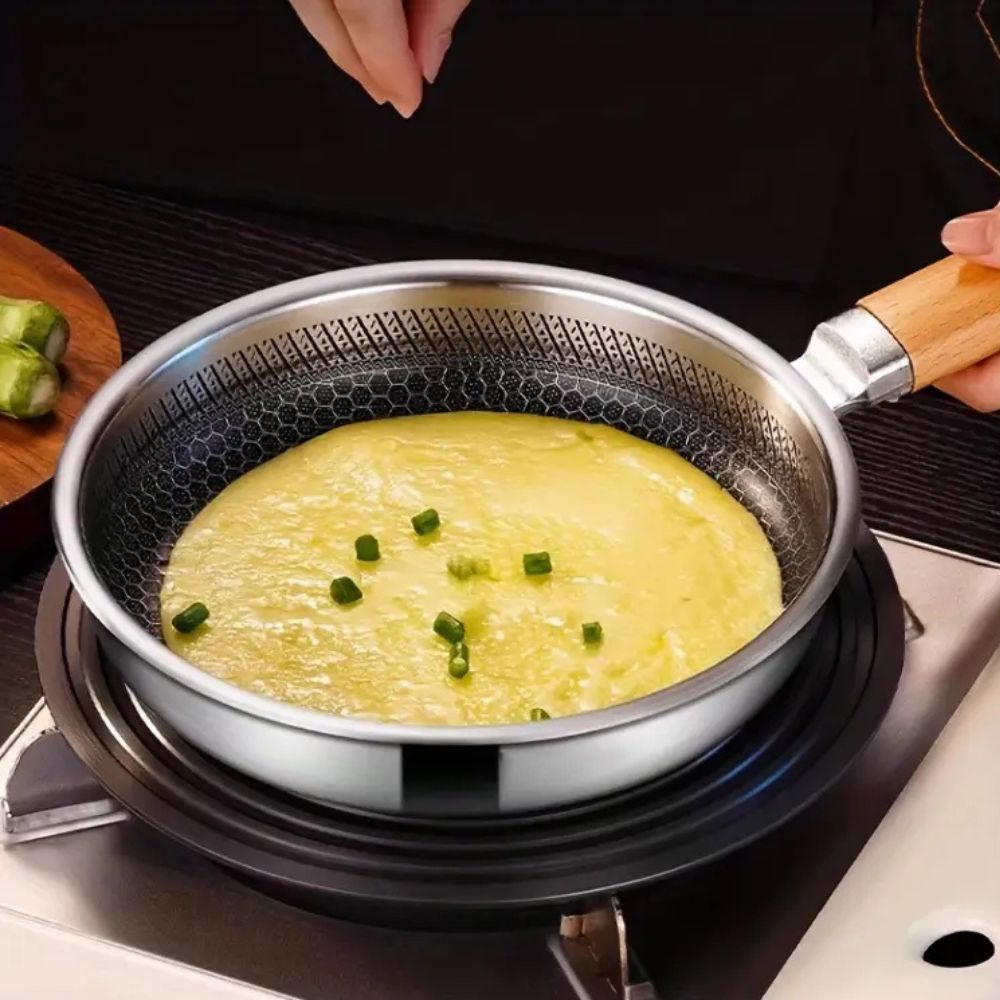 Nonstick Stainless Steel Pan with Balanced Easy-Grip Control