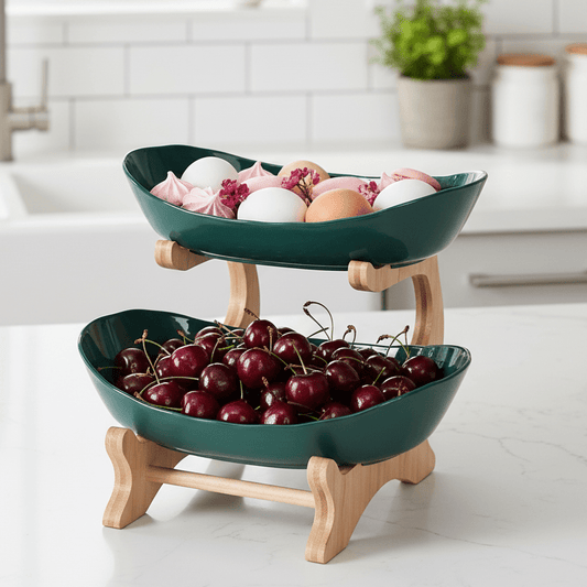 Multi-Tiered Wooden Fruit Bowl for Clean Modern Kitchen Storage