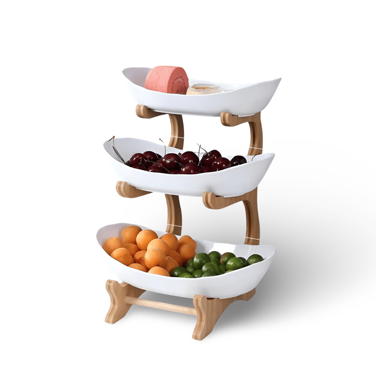 Multi-Tiered Wooden Fruit Bowl for Clean Modern Kitchen Storage