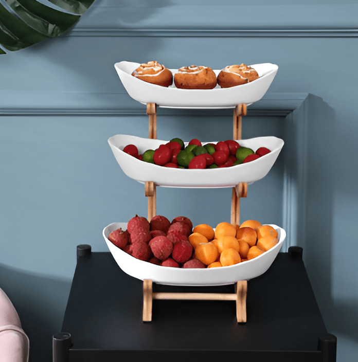 Multi-Tiered Wooden Fruit Bowl for Clean Modern Kitchen Storage