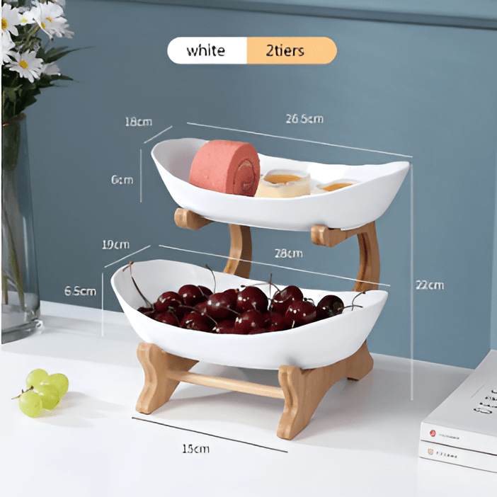 Multi-Tiered Wooden Fruit Bowl for Clean Modern Kitchen Storage
