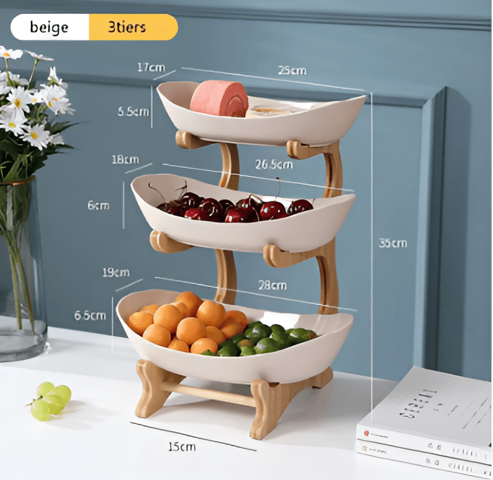 Multi-Tiered Wooden Fruit Bowl for Clean Modern Kitchen Storage