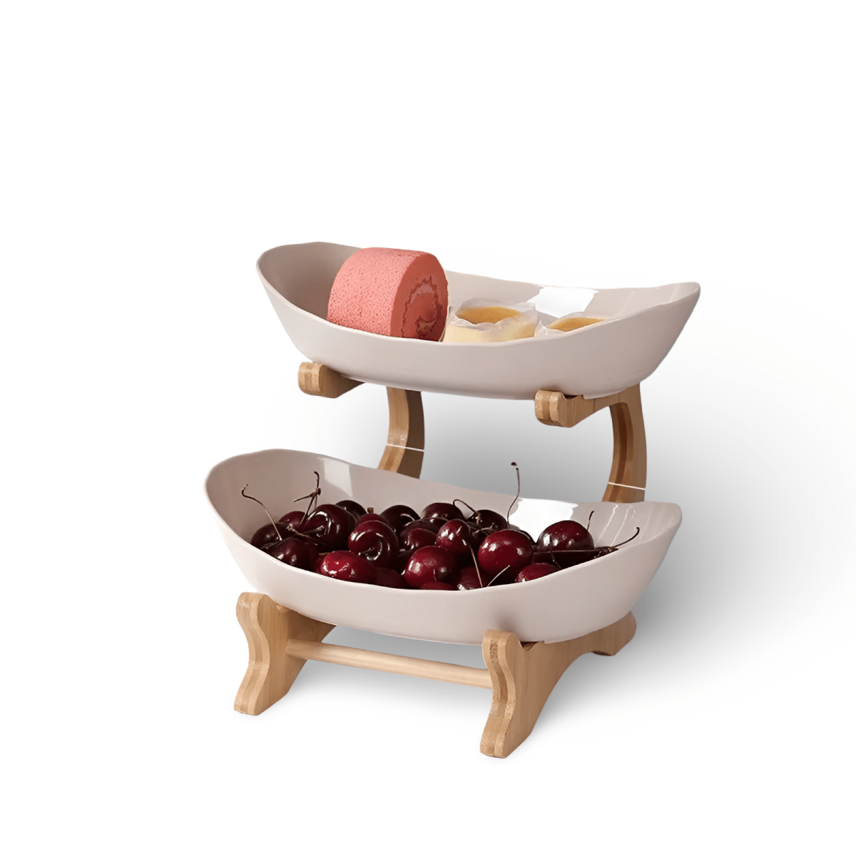 Multi-Tiered Wooden Fruit Bowl for Clean Modern Kitchen Storage