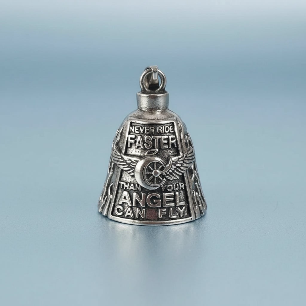 Halloween Motorcycle Guardian Bell Charm with Angel Keychain and Split Ring for Biker Party