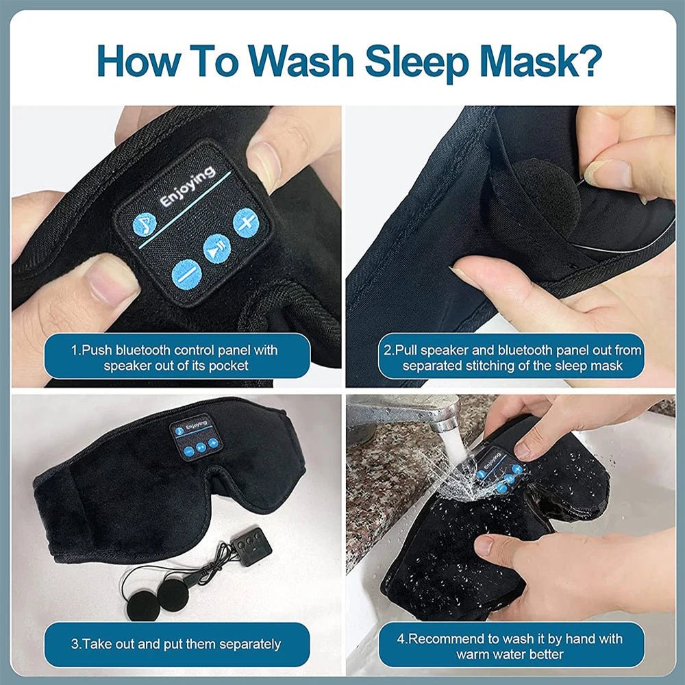 Bluetooth Music Sleep Mask with 3D Comfort & Full Light Blocking