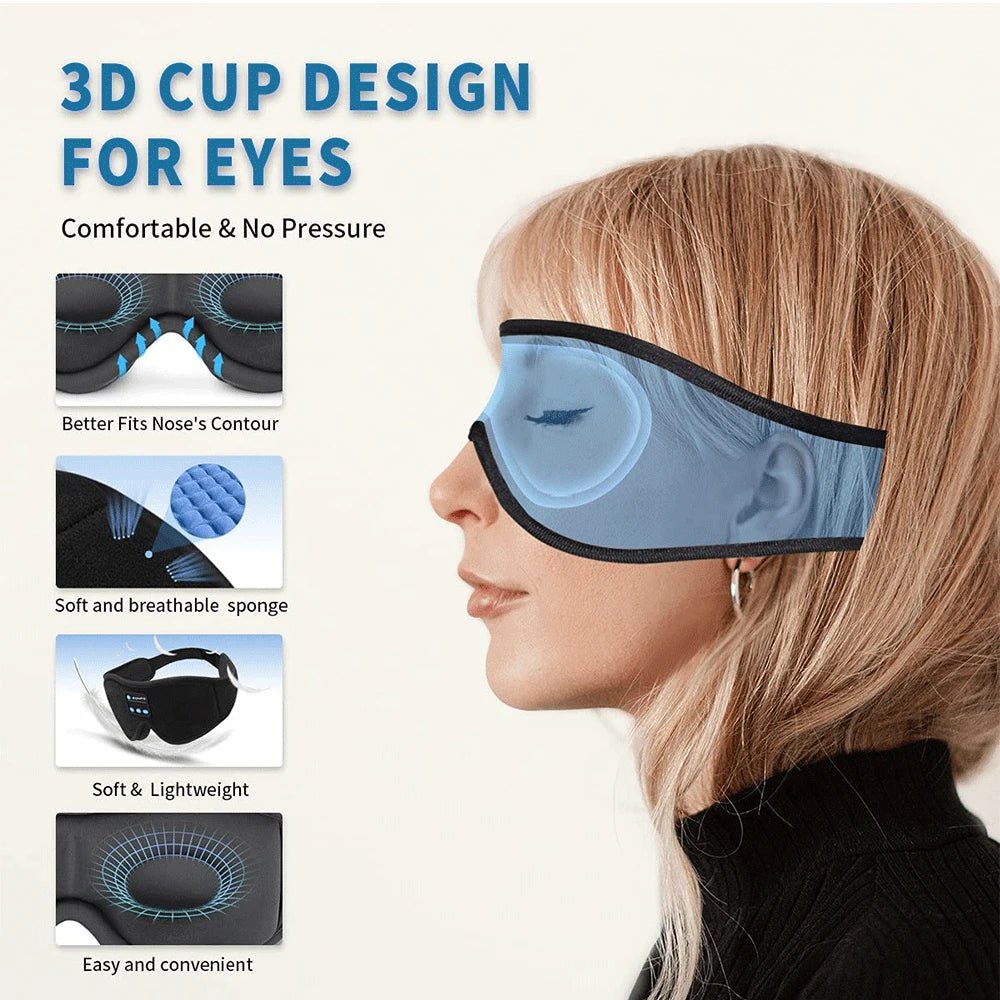 Bluetooth Music Sleep Mask with 3D Comfort & Full Light Blocking