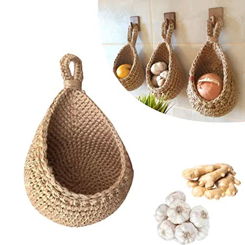Hanging jute basket for kitchen storage